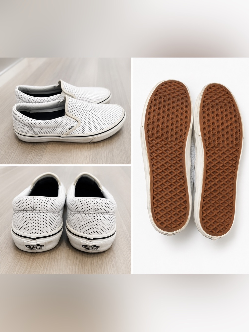 Vans White Perforated Slip-On Sneakers with Gum Outsoles